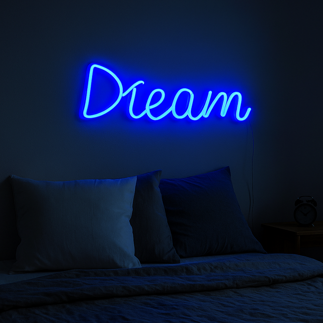 Neon LED Dream – niebieski na ścianę – 40 × 14 cm, USB/baterie – zdjęcie produktu