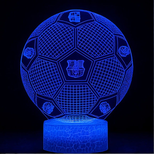 Lampka nocna LED 3D FC Barcelona – piłka nożna – pilot, 16 kolorów, USB – zdjęcie produktu