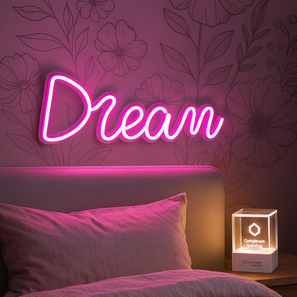 Neon LED Dream – różowy na ścianę – 40 × 14 cm, USB/baterie – zdjęcie produktu
