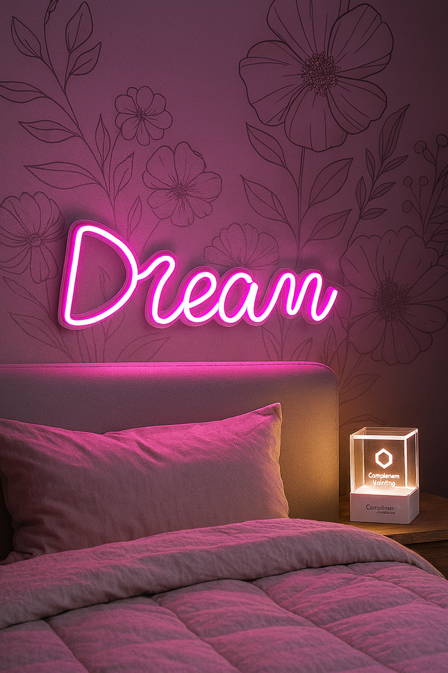 Neon LED Dream – różowy na ścianę – 40 × 14 cm, USB/baterie – zdjęcie produktu