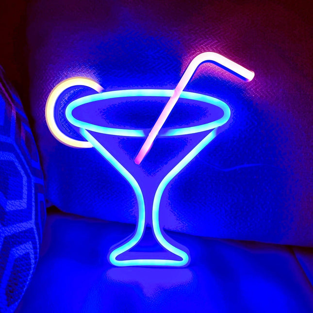 Neon LED Koktajl ze słomką na ścianę – USB/baterie – zdjęcie produktu