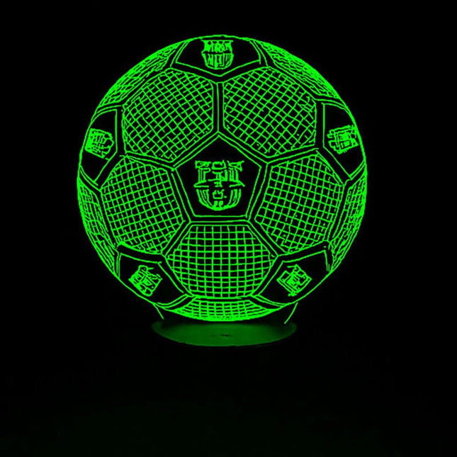 Lampka nocna LED 3D FC Barcelona – piłka – pilot, 16 kolorów, USB – zdjęcie produktu