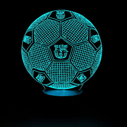 Lampka nocna LED 3D FC Barcelona – piłka – pilot, 16 kolorów, USB – zdjęcie produktu