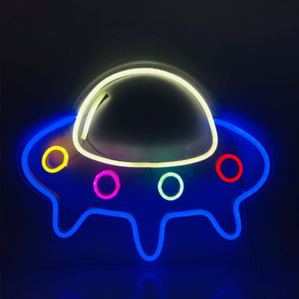 Neon LED UFO na ścianę – 42 × 32 cm, USB/baterie – zdjęcie produktu