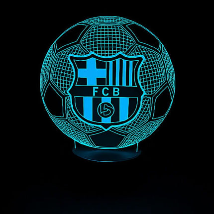 Lampka nocna LED 3D FC Barcelona – herb i piłka – pilot, 16 kolorów, USB – zdjęcie produktu