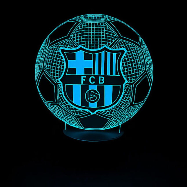 Lampka nocna LED 3D FC Barcelona – herb i piłka – pilot, 16 kolorów, USB – zdjęcie produktu