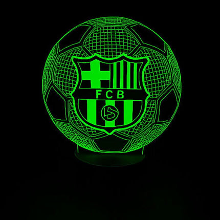 Lampka nocna LED 3D FC Barcelona – herb i piłka – pilot, 16 kolorów, USB – zdjęcie produktu