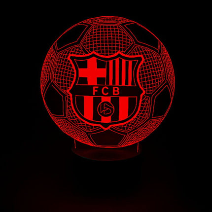 Lampka nocna LED 3D FC Barcelona – herb i piłka – pilot, 16 kolorów, USB – zdjęcie produktu