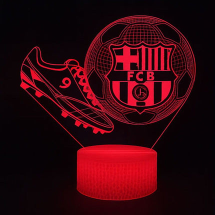 Lampka nocna LED 3D FC Barcelona – korki piłkarskie – pilot, 16 kolorów, USB – zdjęcie produktu