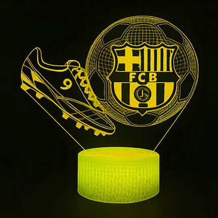Lampka nocna LED 3D FC Barcelona – korki piłkarskie – pilot, 16 kolorów, USB – zdjęcie produktu