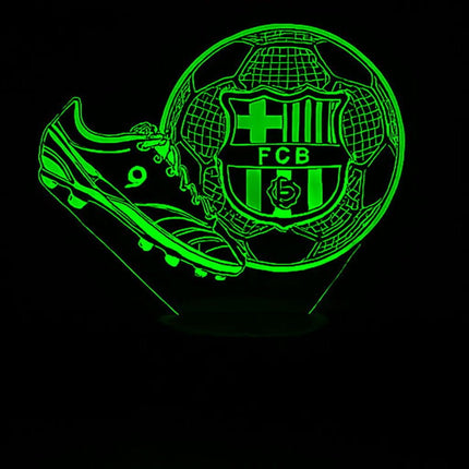 Lampka nocna LED 3D FC Barcelona – piłka i korki – pilot, 16 kolorów, USB – zdjęcie produktu