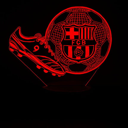 Lampka nocna LED 3D FC Barcelona – piłka i korki – pilot, 16 kolorów, USB – zdjęcie produktu