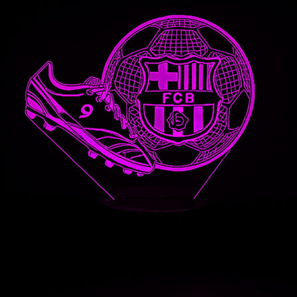 Lampka nocna LED 3D FC Barcelona – piłka i korki – pilot, 16 kolorów, USB – zdjęcie produktu