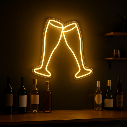 Neon LED Brzęczące szklanki na ścianę – 30 × 20 cm, USB/baterie – zdjęcie produktu