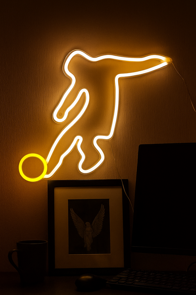 Neon LED Piłkarz Maradona na ścianę – USB/baterie – zdjęcie produktu