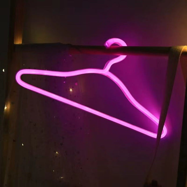 Neon LED Różowy wieszak na ścianę – 40 × 22 cm, USB/baterie – zdjęcie produktu