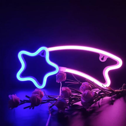 Neon LED Żółty meteor na ścianę – USB/baterie – zdjęcie produktu