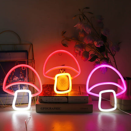 Neon LED Grzybek na ścianę – 23 × 20 cm, USB/baterie – zdjęcie produktu