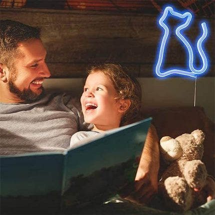 Neon LED Trójkolorowy kot na ścianę – 23 × 18 cm, USB/baterie – zdjęcie produktu