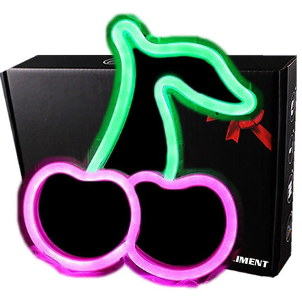 Neon LED Różowe wiśnie na ścianę – 23 × 19 cm, USB/baterie – zdjęcie produktu