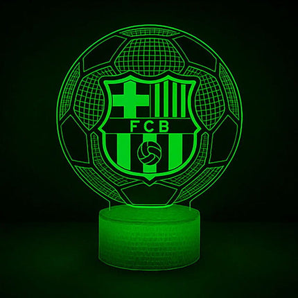 Lampka nocna LED 3D FC Barcelona – herb i piłka – pilot, 16 kolorów, USB – zdjęcie produktu