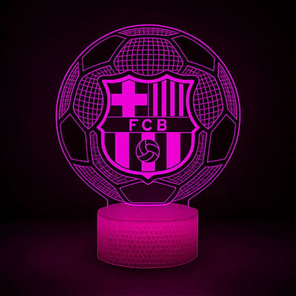 Lampka nocna LED 3D FC Barcelona – herb i piłka – pilot, 16 kolorów, USB – zdjęcie produktu