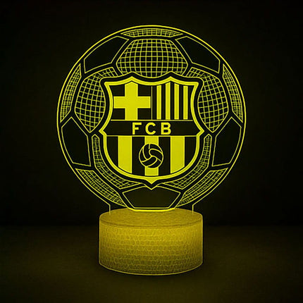 Lampka nocna LED 3D FC Barcelona – herb i piłka – pilot, 16 kolorów, USB – zdjęcie produktu