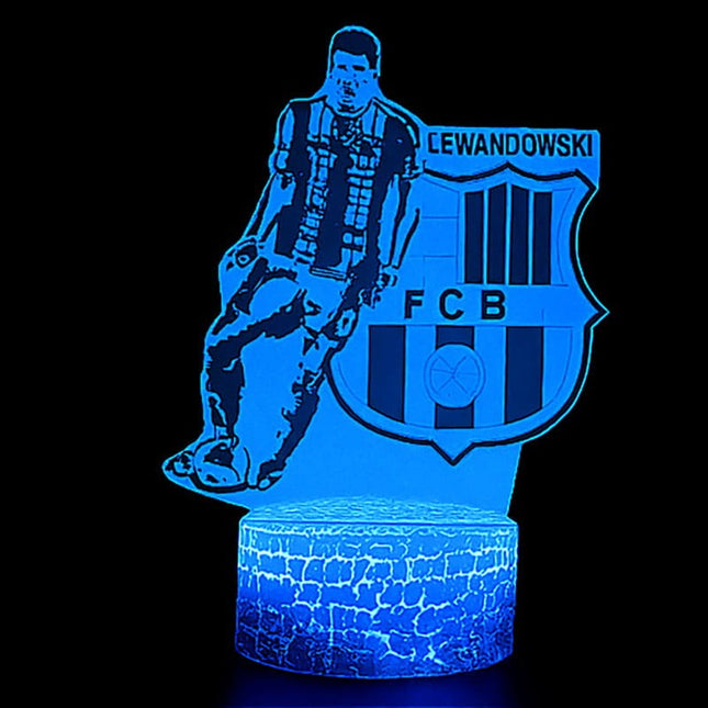 Lampka nocna LED 3D FC Barcelona – Lewandowski – pilot, 16 kolorów, USB – zdjęcie produktu