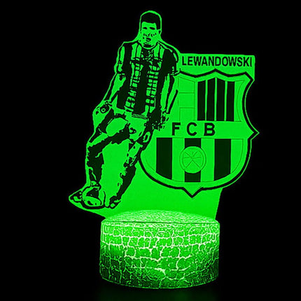 Lampka nocna LED 3D FC Barcelona – Lewandowski – pilot, 16 kolorów, USB – zdjęcie produktu