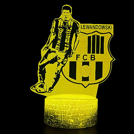 Lampka nocna LED 3D FC Barcelona – Lewandowski – pilot, 16 kolorów, USB – zdjęcie produktu