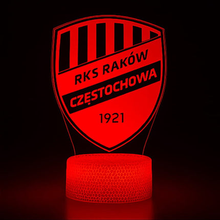 Lampka nocna LED 3D Raków Częstochowa – pilot, 16 kolorów – zdjęcie produktu