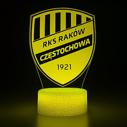 Lampka nocna LED 3D Raków Częstochowa – pilot, 16 kolorów – zdjęcie produktu