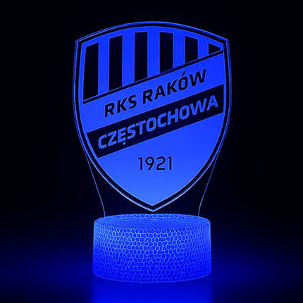 Lampka nocna LED 3D Raków Częstochowa – pilot, 16 kolorów – zdjęcie produktu