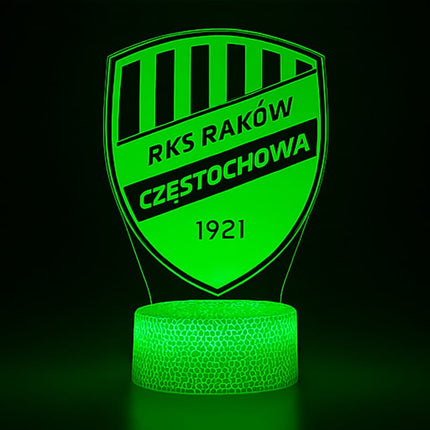 Lampka nocna LED 3D Raków Częstochowa – pilot, 16 kolorów – zdjęcie produktu