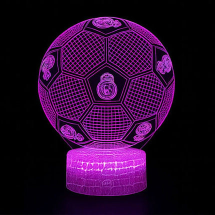 Lampka nocna LED 3D Real Madryt – piłka – pilot, 16 kolorów, USB – zdjęcie produktu