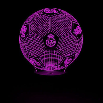 Lampka nocna LED 3D Real Madryt – piłka – pilot, 16 kolorów, USB – zdjęcie produktu