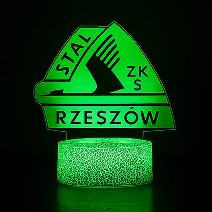 Lampka nocna LED 3D Stal Rzeszów – pilot, 16 kolorów, USB – zdjęcie produktu