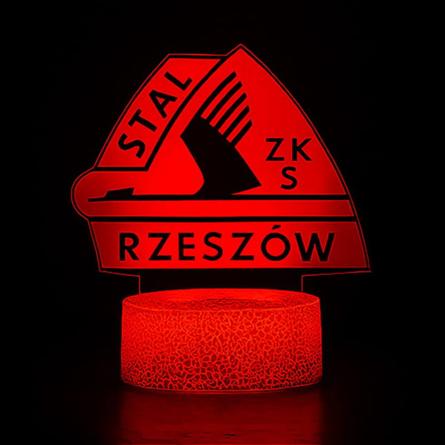 Lampka nocna LED 3D Stal Rzeszów – pilot, 16 kolorów, USB – zdjęcie produktu