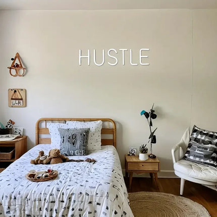 Neon LED Hustle na ścianę – 50 × 12 cm, USB – zdjęcie produktu