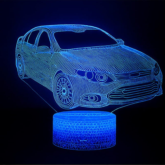 Lampka nocna LED 3D Samochód – pilot, 16 kolorów, USB – zdjęcie produktu