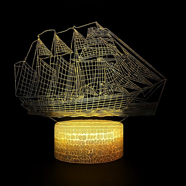 Lampka nocna LED 3D Statek – pilot, 16 kolorów, USB – zdjęcie produktu