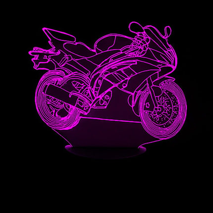 Lampka nocna LED 3D Motocykl cross – pilot, 16 kolorów, USB – zdjęcie produktu