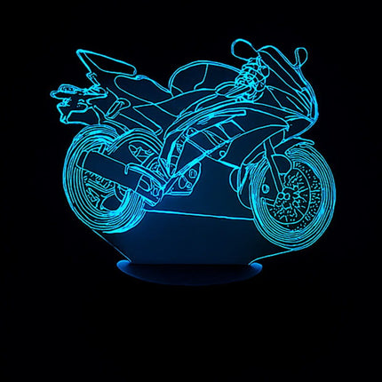 Lampka nocna LED 3D Motocykl cross – pilot, 16 kolorów, USB – zdjęcie produktu