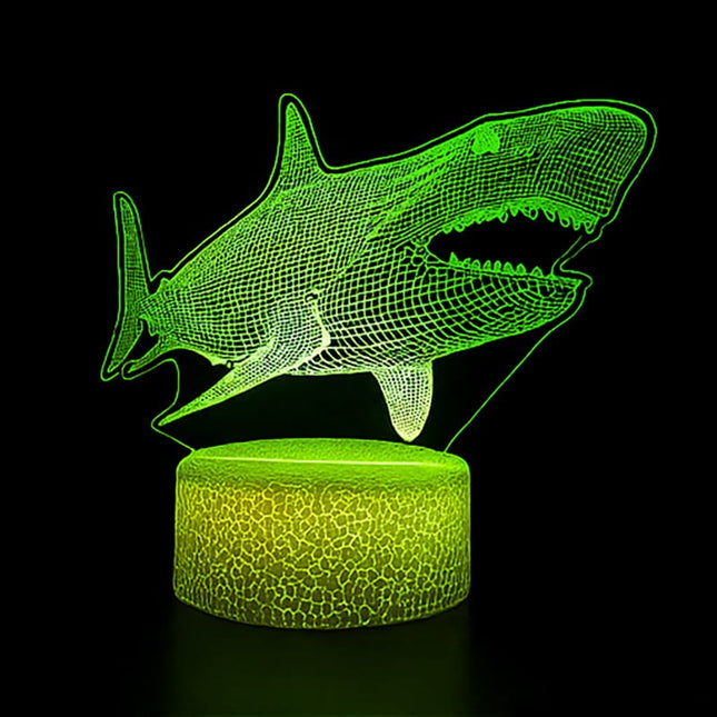 Lampka nocna LED 3D Rekin – pilot, 16 kolorów, USB – zdjęcie produktu
