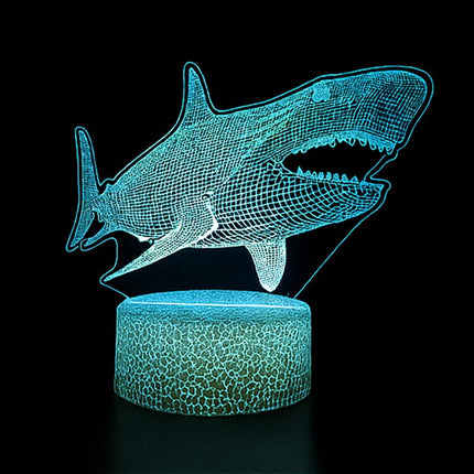 Lampka nocna LED 3D Rekin – pilot, 16 kolorów, USB – zdjęcie produktu