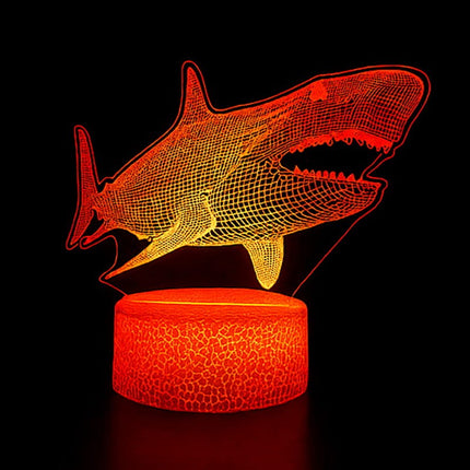 Lampka nocna LED 3D Rekin – pilot, 16 kolorów, USB – zdjęcie produktu