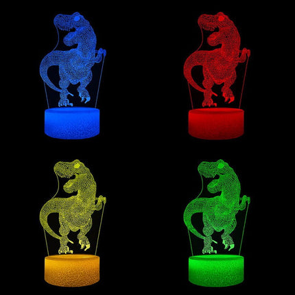 Lampka nocna LED 3D Dinozaur T-Rex – pilot, 16 kolorów, USB – zdjęcie produktu