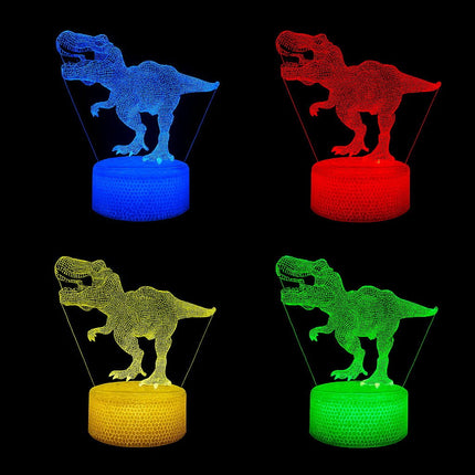 Lampka nocna LED 3D Dinozaur T-Rex – pilot, 16 kolorów, USB – zdjęcie produktu