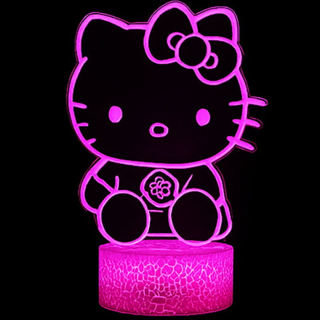 Lampka nocna LED 3D Hello Kitty – pilot, 16 kolorów, USB – zdjęcie produktu