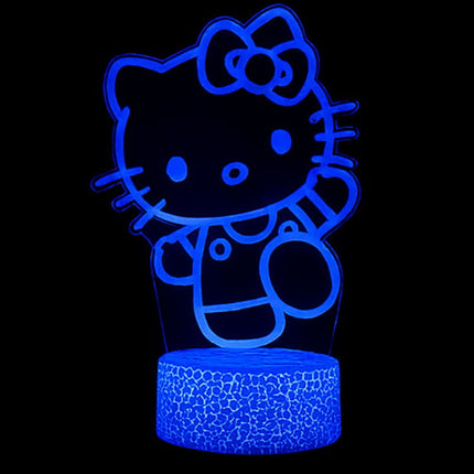 Lampka nocna LED 3D Hello Kitty – pilot, 16 kolorów, USB – zdjęcie produktu